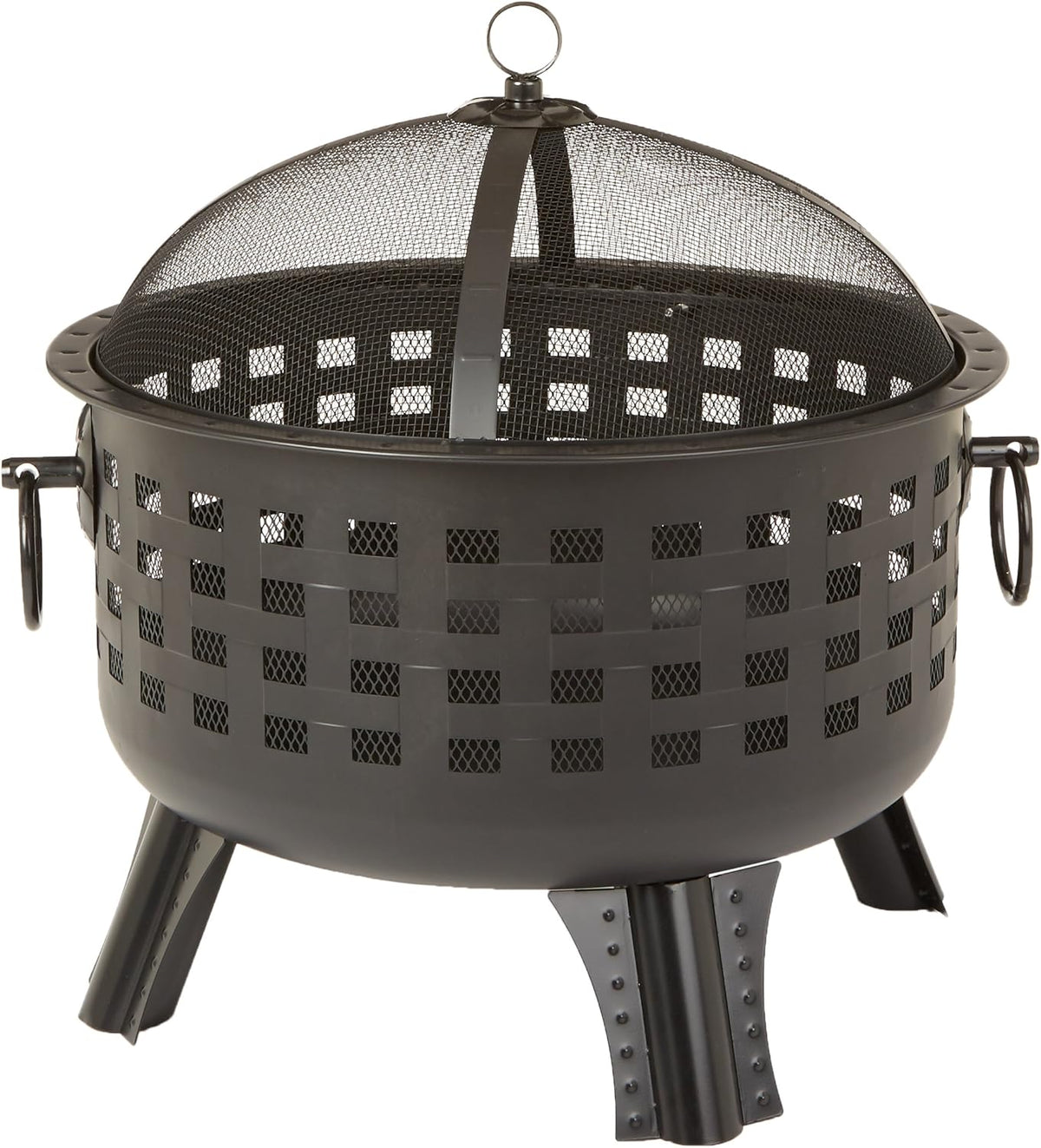 27-Inch Round Steel Lattice Fire Pit, Quick to Assemble
