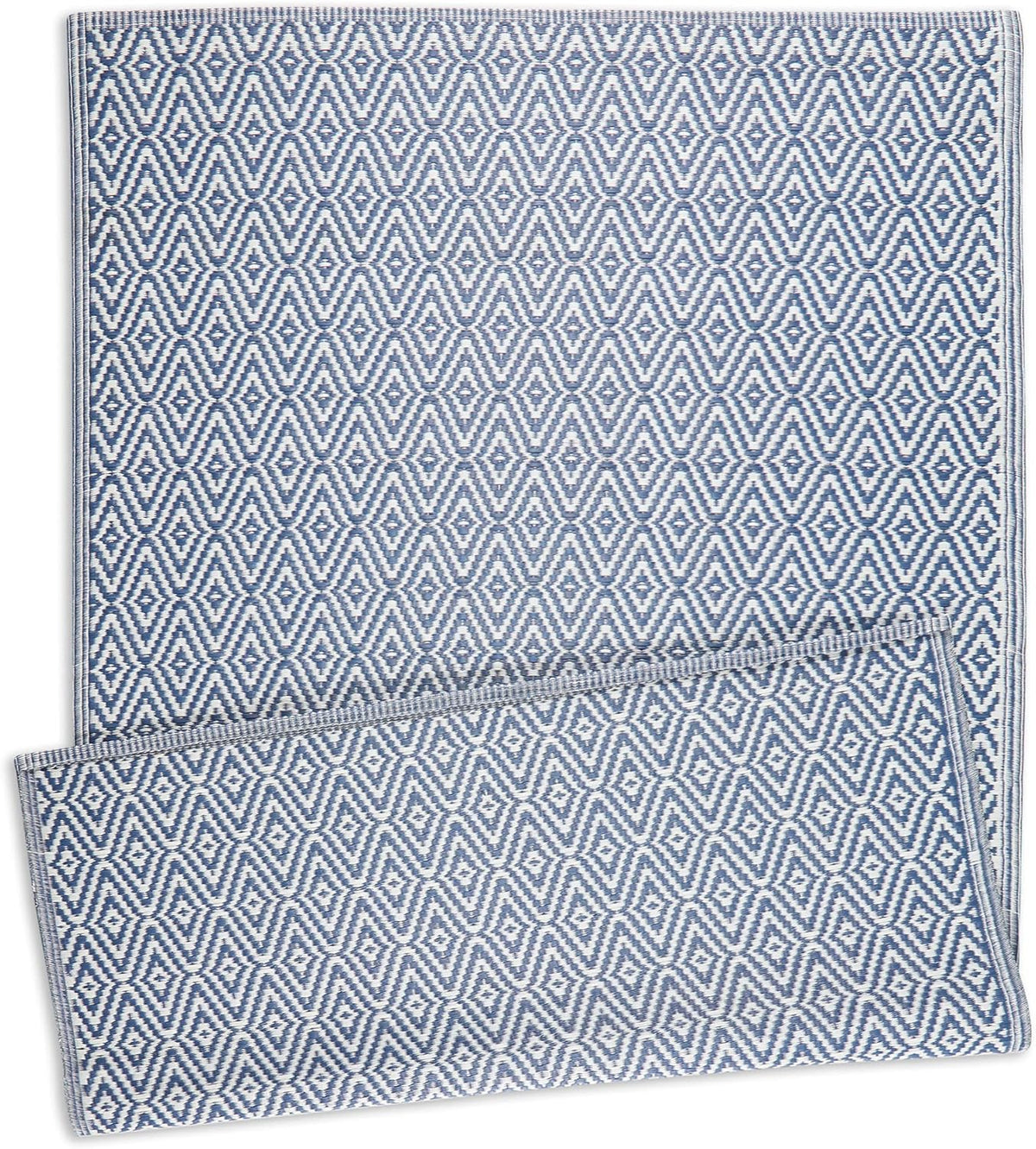 Reversible Indoor/Outdoor Diamond Woven Rug, 4x6', French Blue