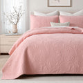 100% Cotton California King Size Quilt Set, Pink Paisley Bedspread