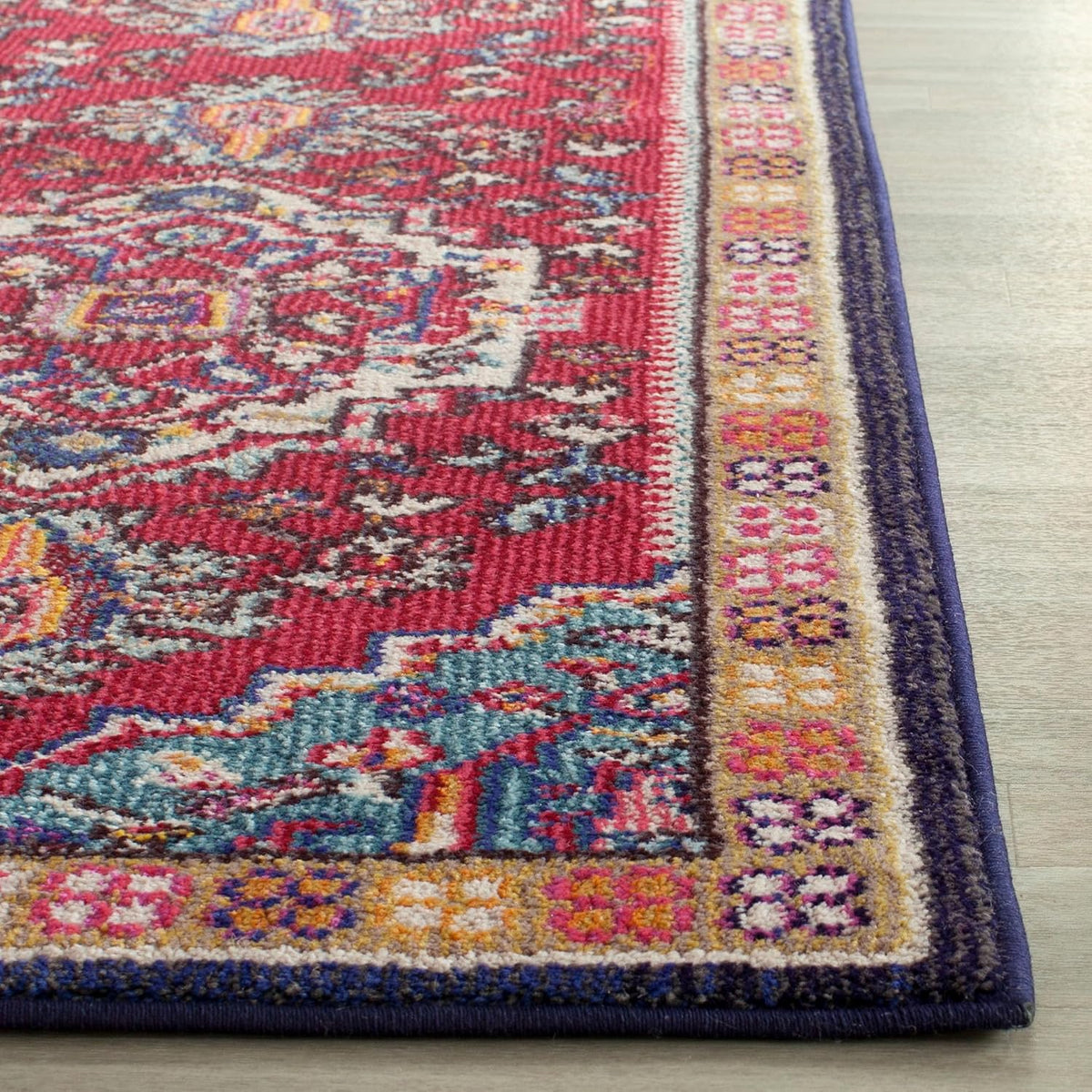 Monaco Collection Accent Rug - 3' x 5', Red & Turquoise, Boho Oriental Medallion Design, Non-Shedding & Easy Care