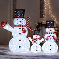 3 Pcs 3D Christmas Collapsible Snowman Yard Light 270 Pre-Lit LED Cool White Lights for Indoor Outdoor Garden Holiday