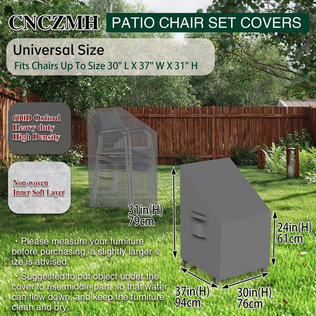 2 Pack Heavy Duty 600D Waterproof Patio Chair Cover 30Wx37Dx24H/31H