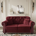 63" Velvet Chesterfield Sofa Couch with Rolled Arms & Nailhead Trim, 2-Seater Modern Upholstered Button Tufted