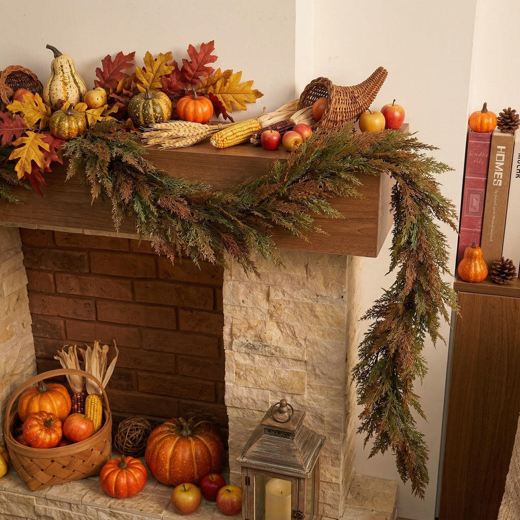 9ft Artificial Norfolk Pine Fall Garland for Mantle