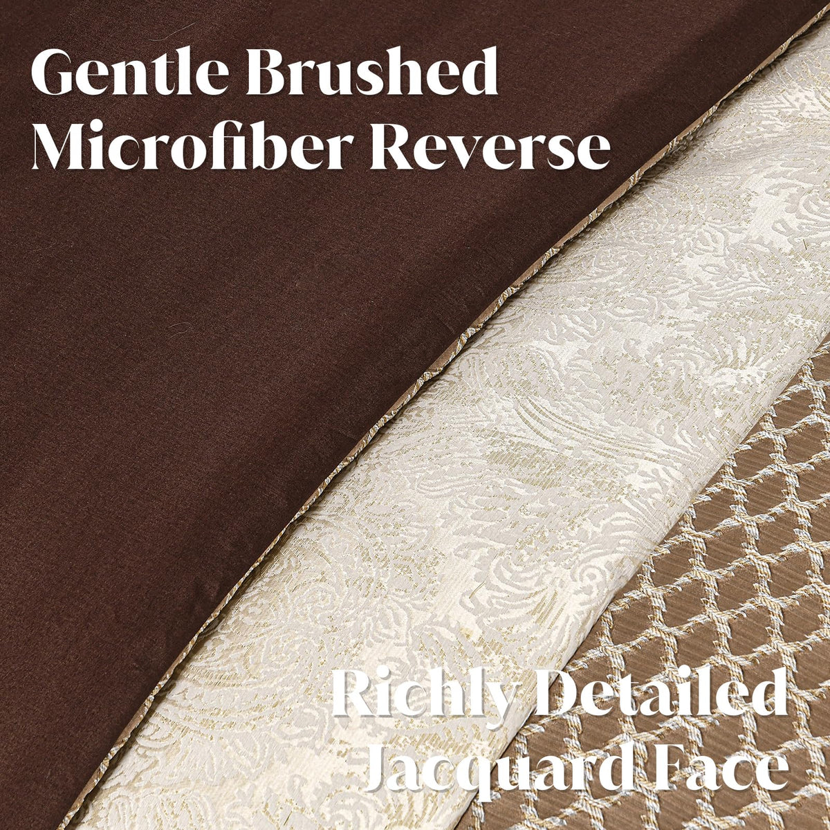 Comforter Set Brown Cream - 7 Piece Jacquard Bed in a Bag