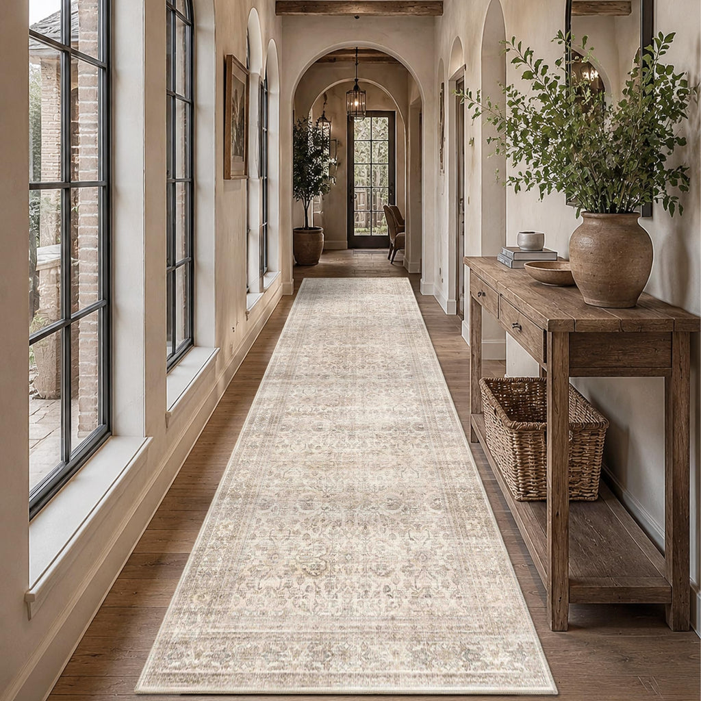 Hallway Runner Rugs Washable Beige Kitchen Runners Non Slip