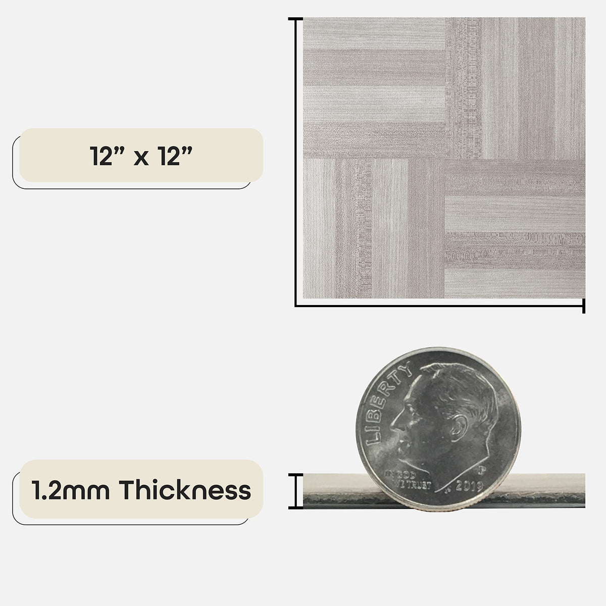 Nexus Peel & Stick Vinyl Floor Tiles, 20-Pack, 12 x 12 in, Grey