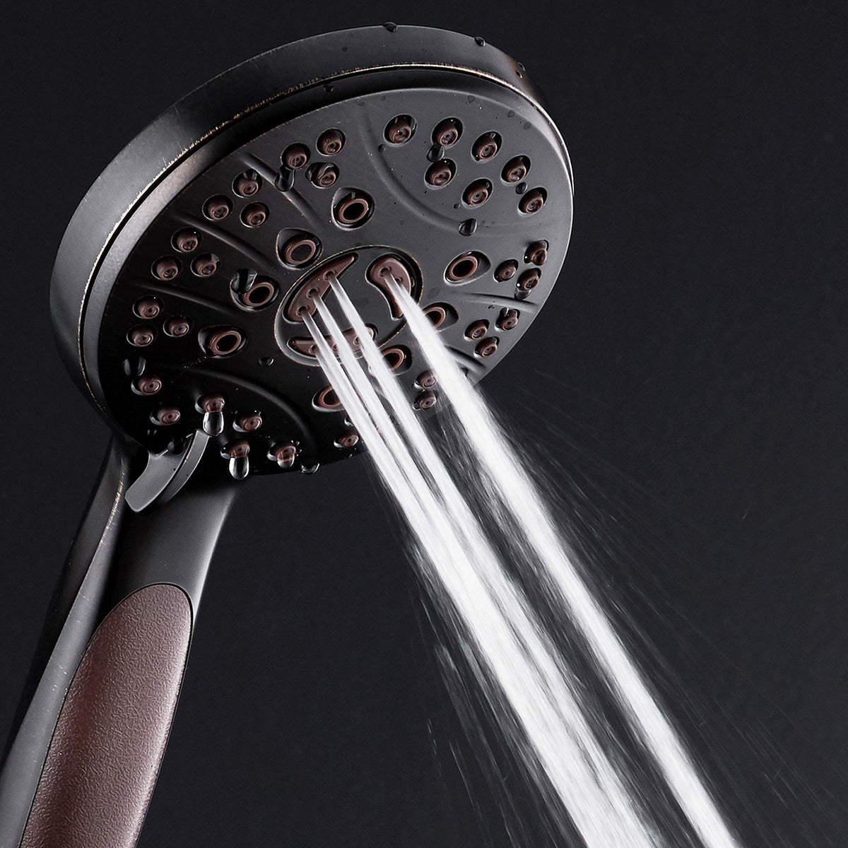 High Pressure 6-setting Luxury Handheld Shower Head, 6 Foot Stainless Steel Hose, Anti Clog Jets, Anti Slip Grip, Top
