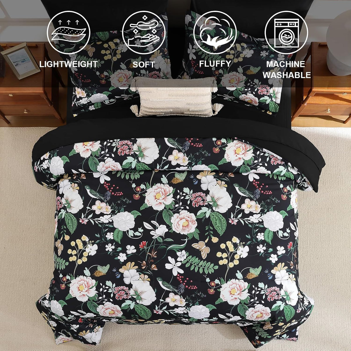 7Pieces Floral King Comforter Set