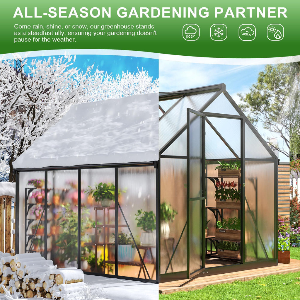 10X16 FT Walk-in Polycarbonate Heavy Duty Greenhouse