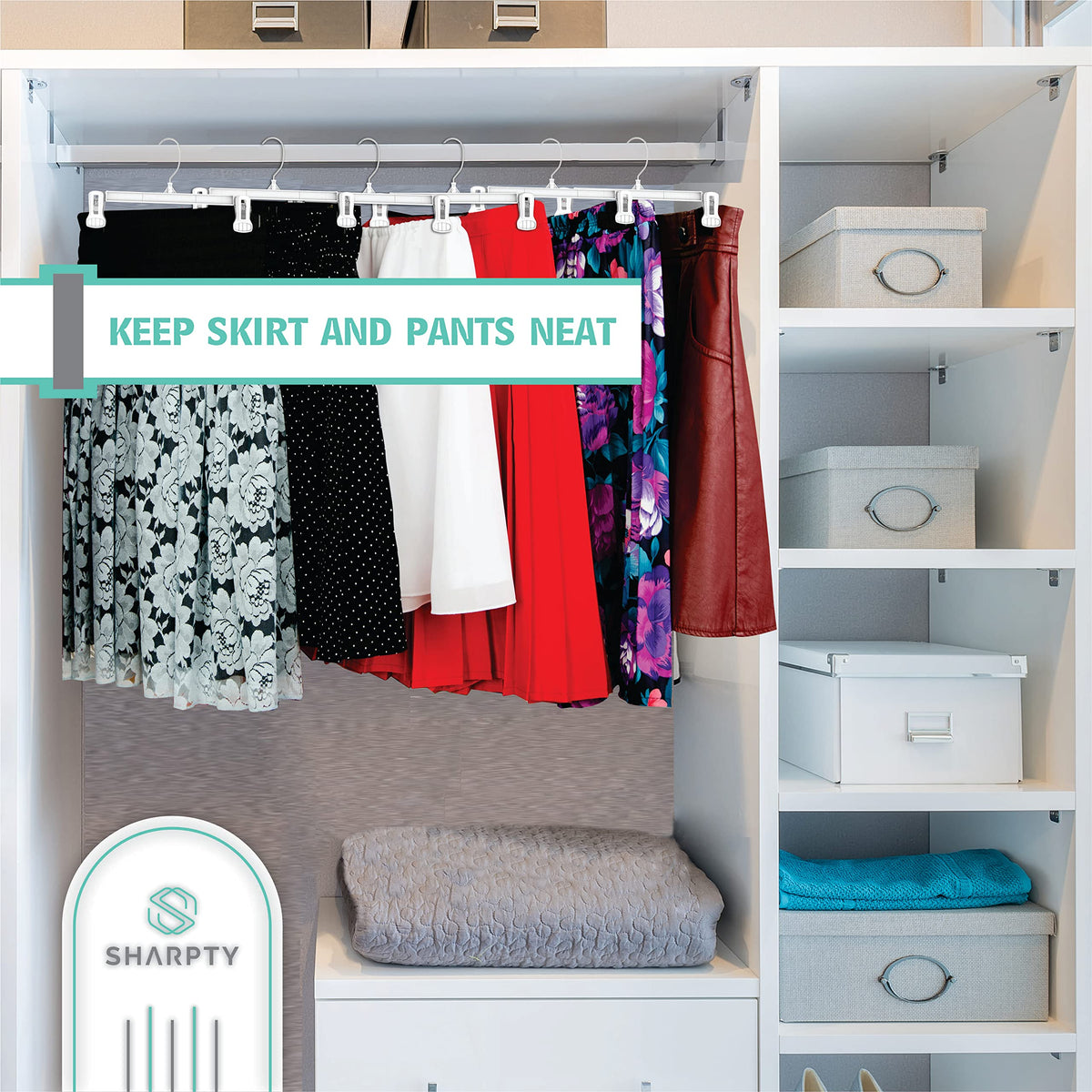 Pant & Skirt Hangers - Closet Hangers for Shorts, Shirts, Jeans, Dresses, Slacks, Coats, Clothes, Clothing, Garments