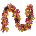 DecorbyHannah 6ft Fall Garland for Mantle with Lights & Leaves Pomegranate