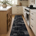 Block Stripe Machine Washable Non-Slip Runner Rug, Black