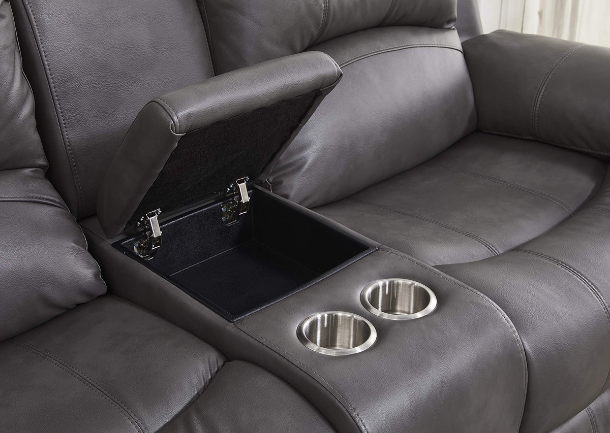 Power Reclining Bonded Leather, Grey, Loveseat