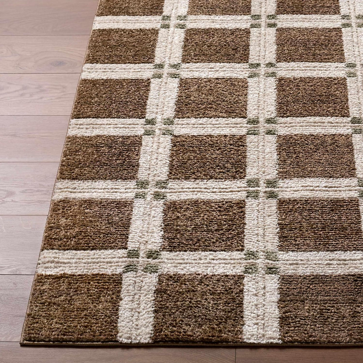 Talos Area Rug - Checkered Geometric Square Plaid Lattice - Contemporary Modern Minimalist Transitional Farmhouse