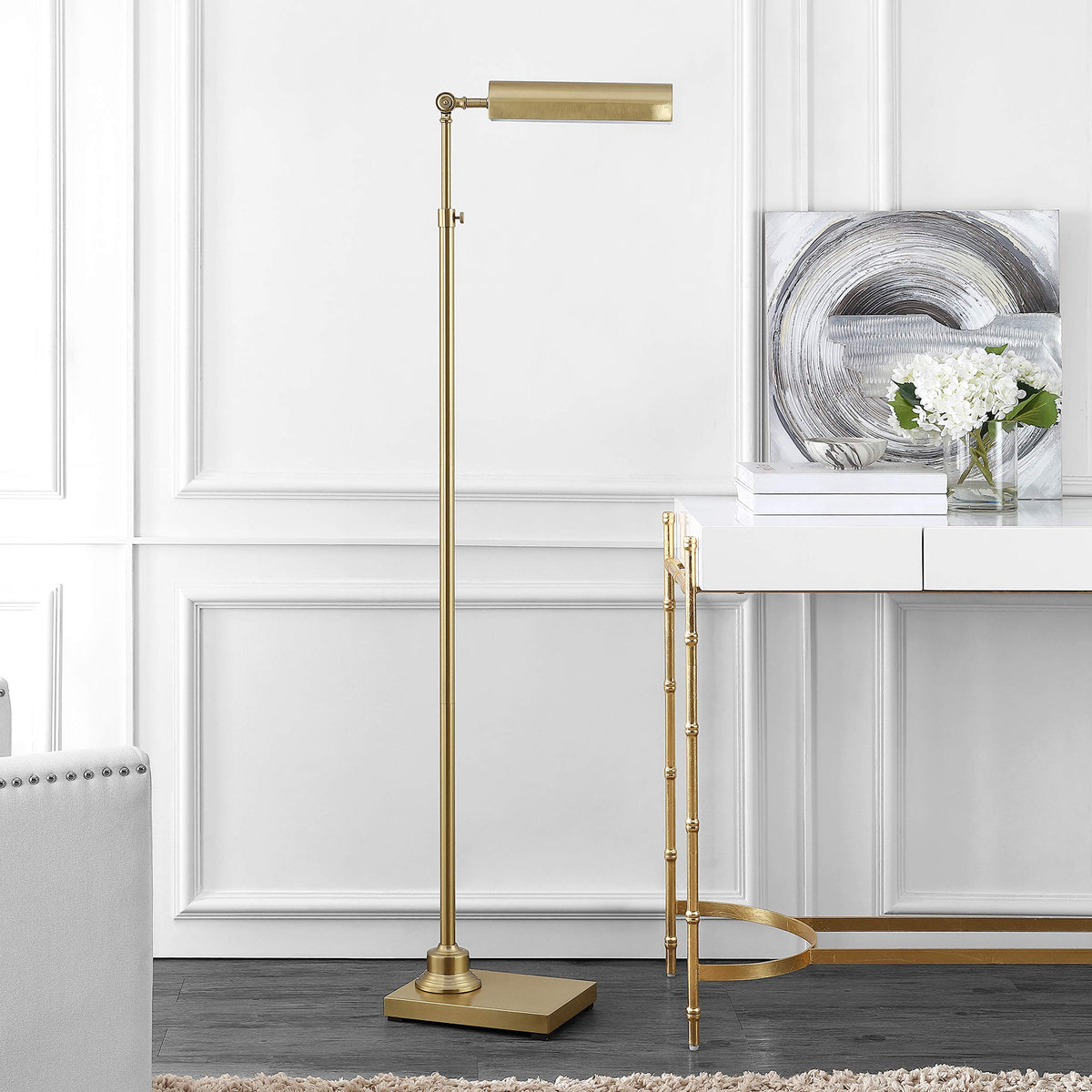Renla Floor Lamp, 17.25" Modern Brass