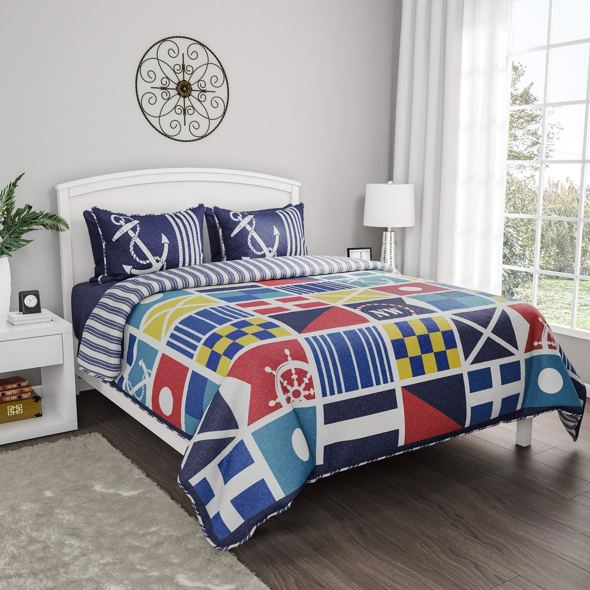 Coastal-Themed Twin Quilt Set, 2-Piece-Set