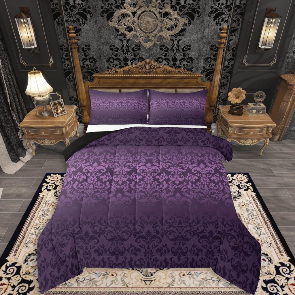 Gothic Damask Comforter Set Vintage Jacquard Bedding Set
