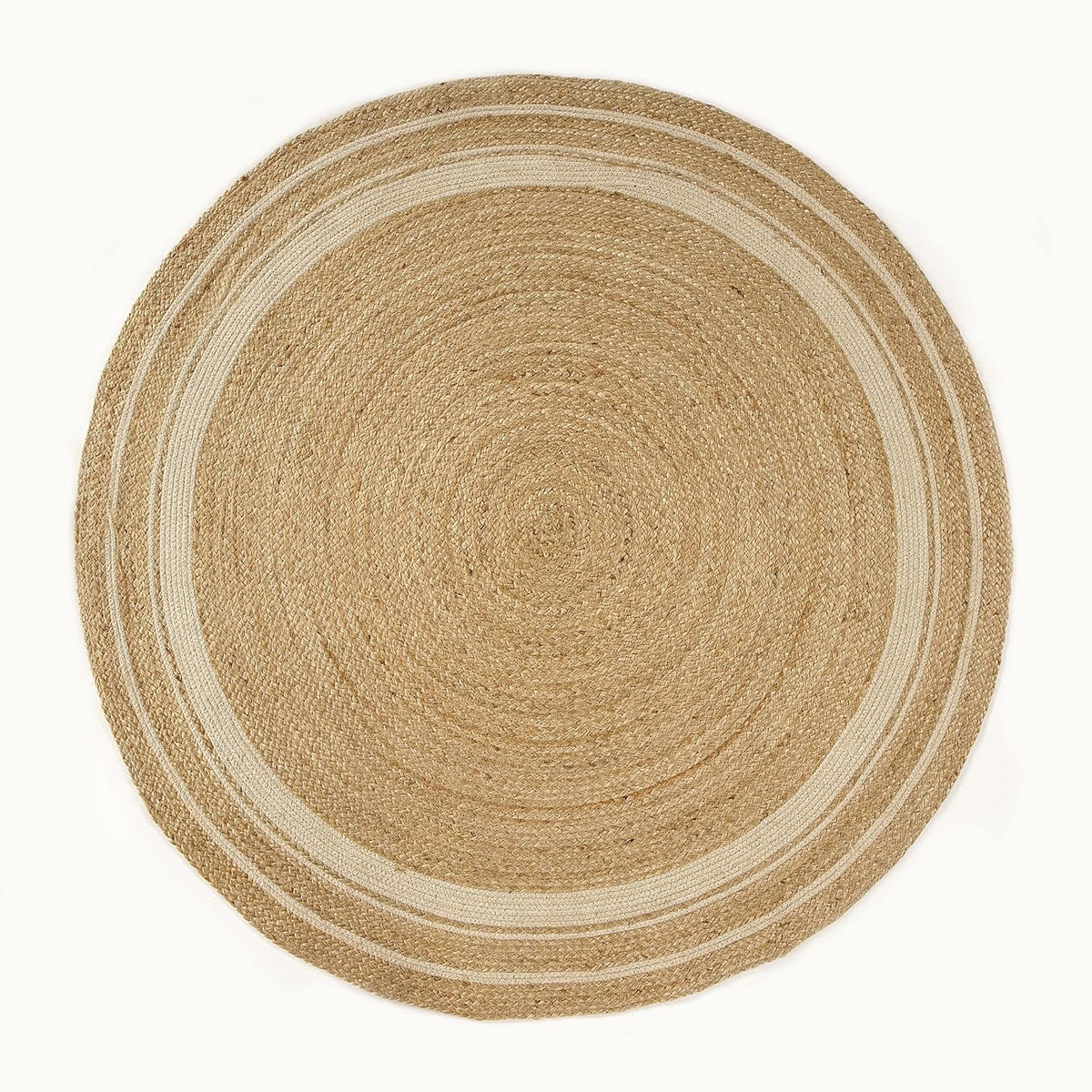 6' ft Round Jute Cotton Area Rug - Natural Fiber Handmade Boho Charm Farmhouse Jute Area Rug Soft Braided Rustic