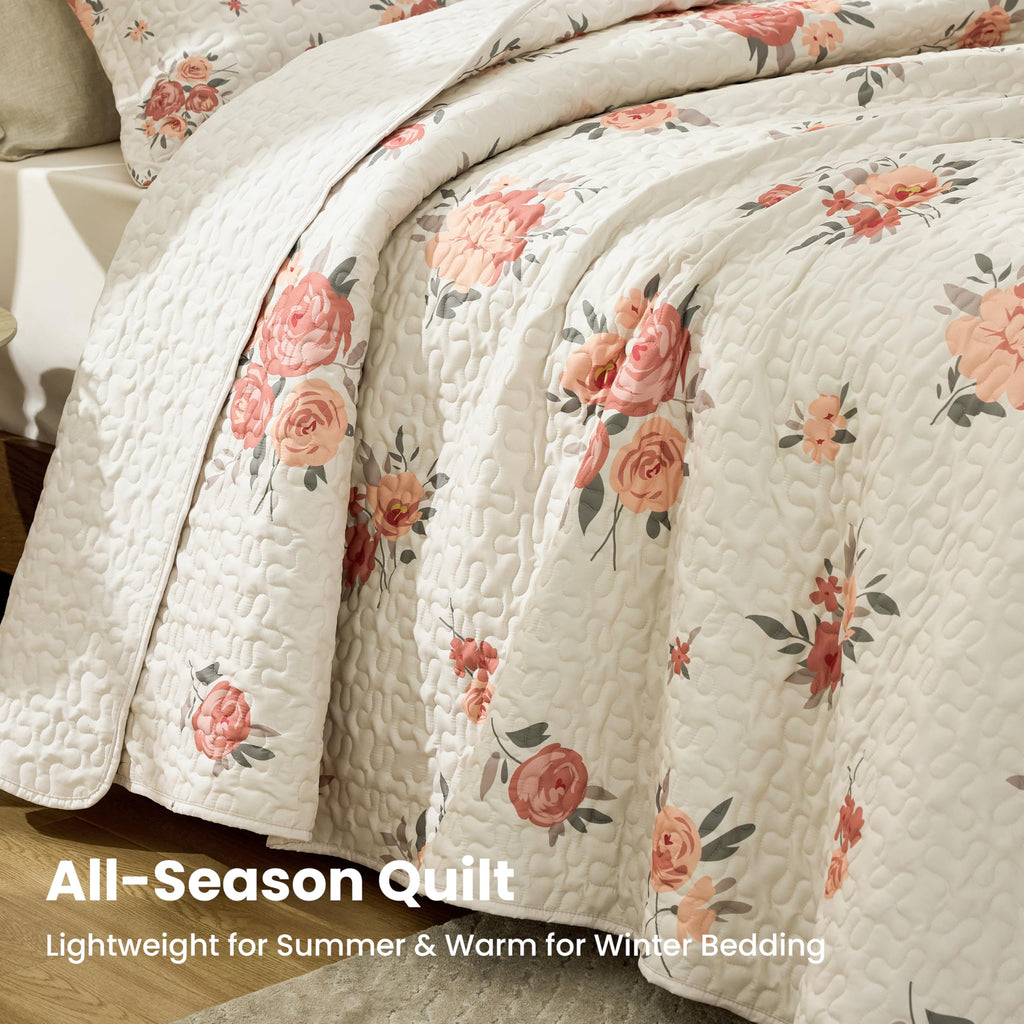 Quilts for Bedding Set Floral Bedspreads- Reversible Floral Comforter