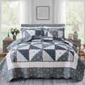 Quilt Bedding Set Grey Floral Patchwork Quilted Bedspread Set