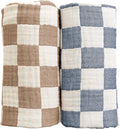 Ultra Soft Checkered Muslin Baby Blanket 2 Pack Cotton Swaddle Blanket 43"