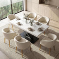 59'' to 78.7'' Extendable Dining Table for 4-8, Faux Marble Expandable Kitchen Table with Sturdy Metal Base