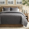Quilts - Grey Bedspreads with Basket Weave Pattern, Soft Quilt Bedding Set, Lightweight Comforter Set