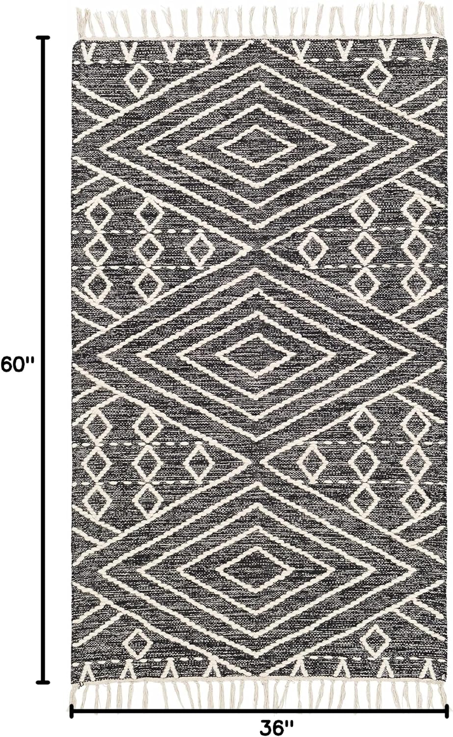 Sumac Living Room, Bedroom Area Rug - Geometric Diamond Tribal Trellis Border - Bohemian Transitional Tribal Boho