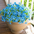 Artificial Fake Outdoor Flowers Plants for Spring Summer Decor, 12 Bundles Outside Silk Blue Morning Glory UV