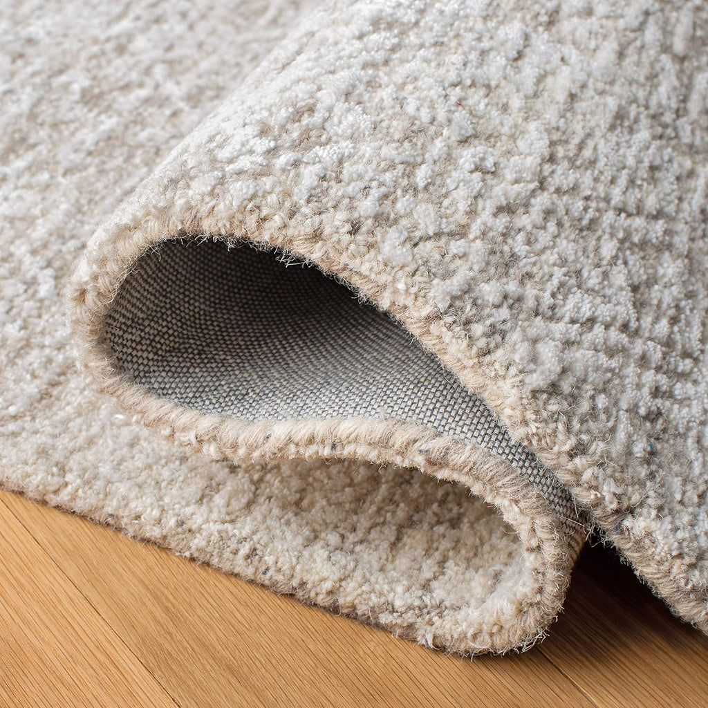 Glamour Collection Area Rug, Beige, Handmade Wool & Viscose, Ideal for High Traffic Areas in Living Room