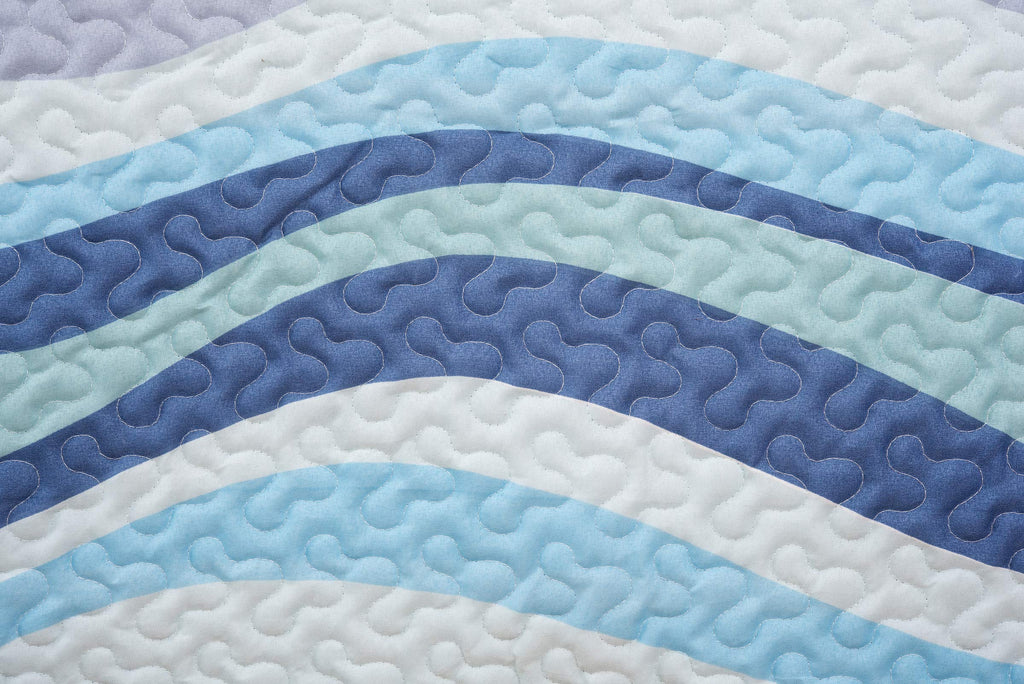 Sea Waves Blue Ocean 2-Piece Quilt Set