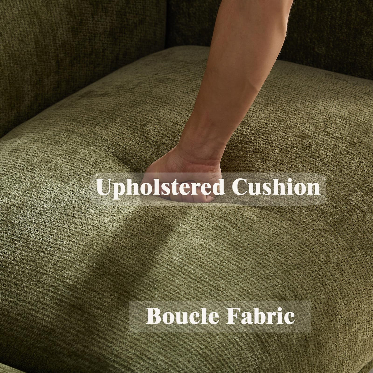 82.7" Modern Sofa Boucle Couch, 2 Pillows, Metal Feet.