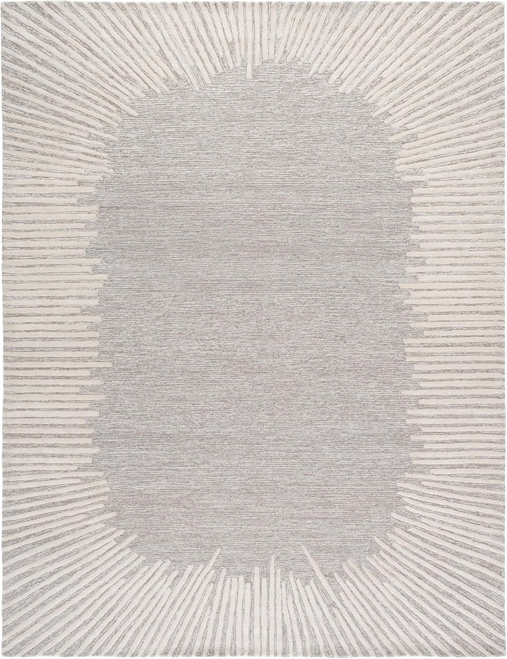 Handmade Wool Area Rug - Abstract - X-Large - Modern Design, Natural & Ivory