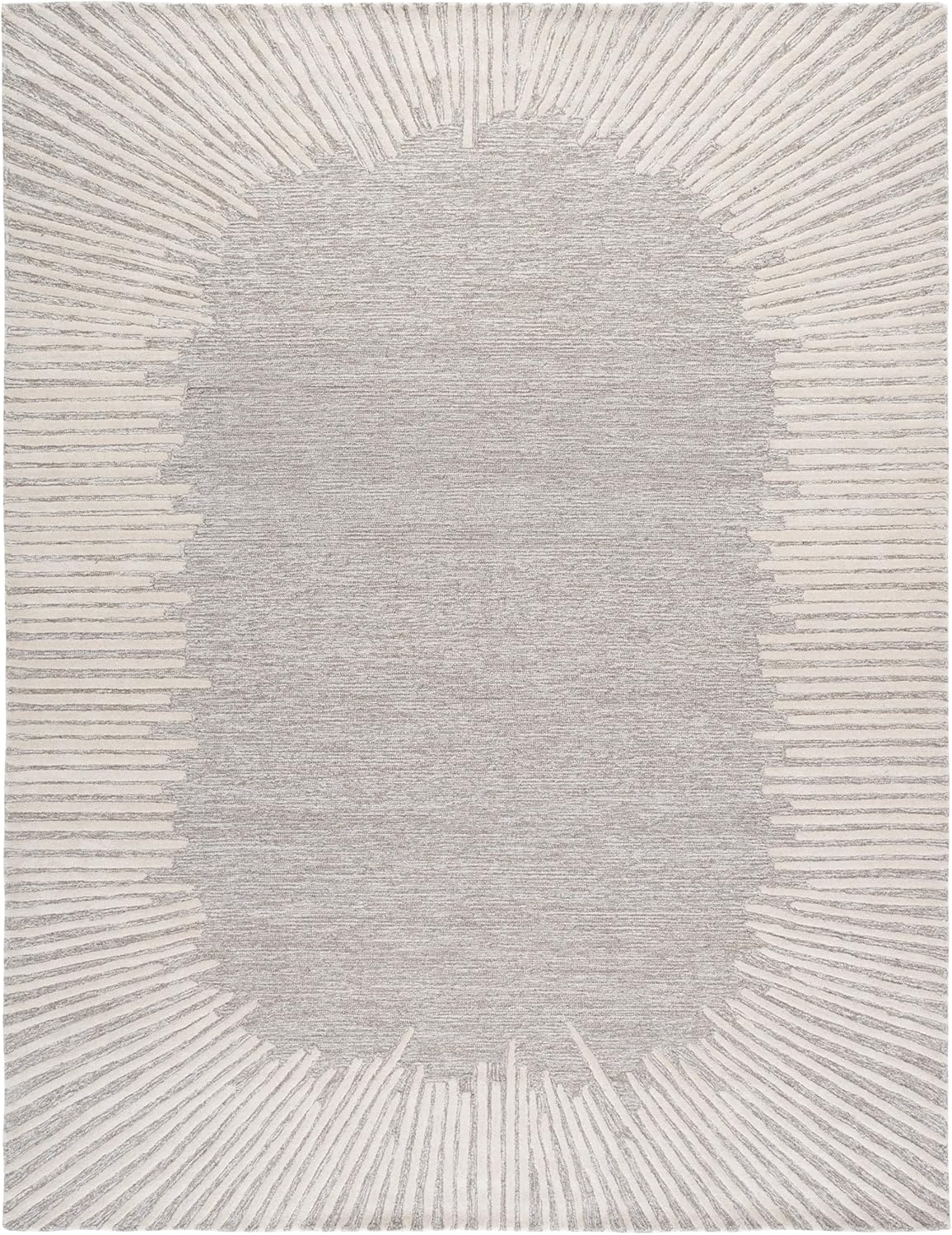 Handmade Wool Area Rug - Abstract - X-Large - Modern Design, Natural & Ivory