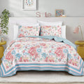 Farmhouse Floral Quilt Set, Lightweight Coverlet with Shams