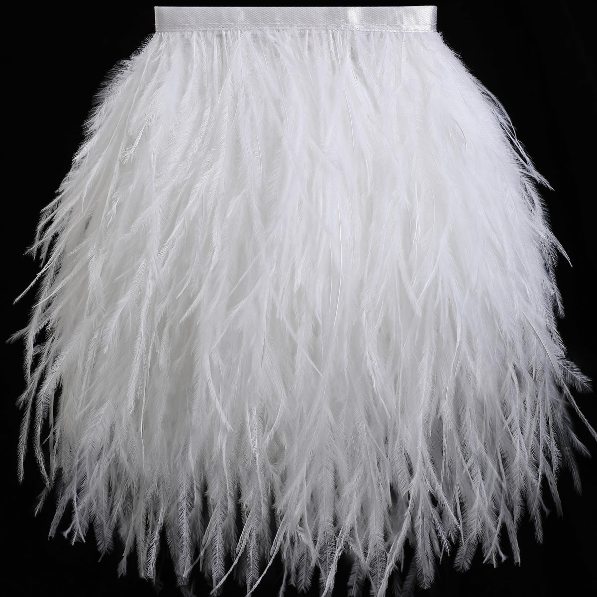 4-5inch White Ostrich Feather Trim for Sewing Clothing,2Yards