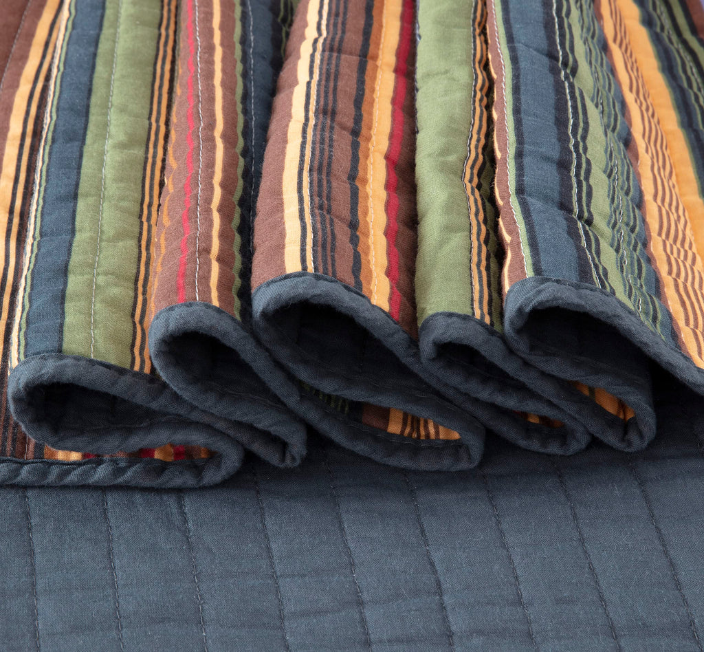 Avery 5-Piece Multi-Color Striped 100% Washed Cotton Quilt Set, Daybed