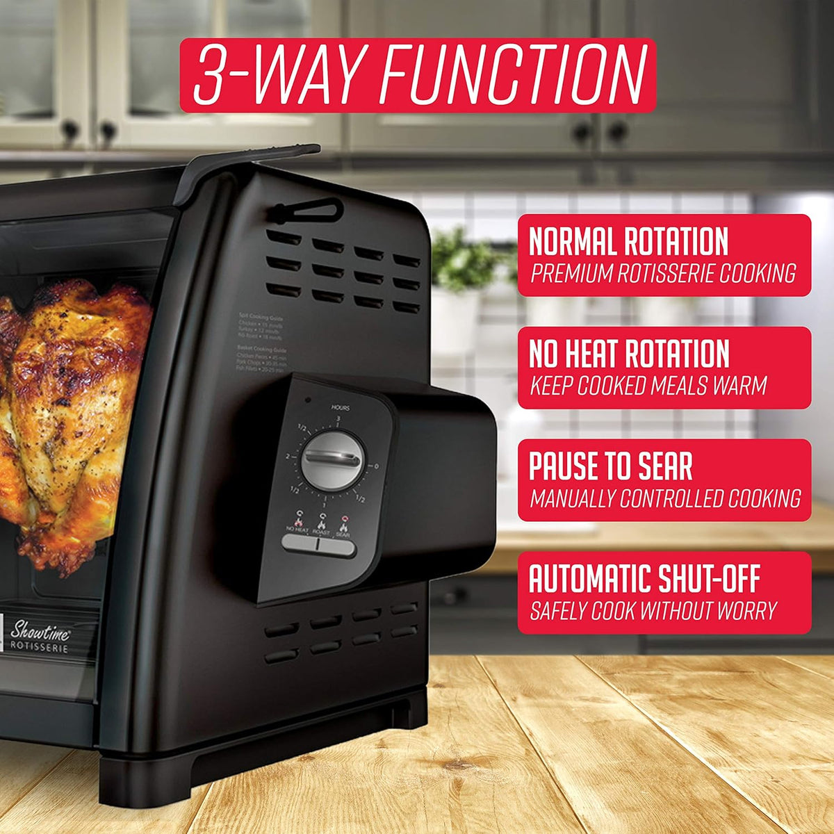 Modern Rotisserie Oven, Large Capacity (12lbs) Countertop Oven, Multi-Purpose Basket for Versatile Cooking, Easy-to-Use Controls