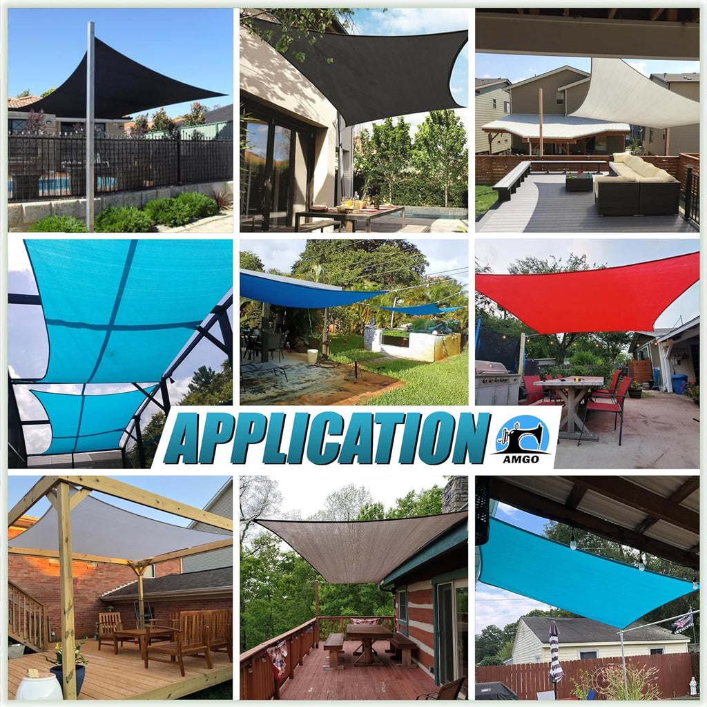 16' x 20' Beige Rectangle Sun Shade Sail Canopy Awning UPF50+ AGTAPR1620, 95% UV Blockage, Water & Air Permeable