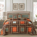 Cotton Patchwork Bedspread, 3-Piece Bedding Quilt Set with Real Stitched Embroidery, Reversible Matelasse Bed