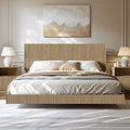 Oak King Floating Bed Frame with Headboard & Charging Station