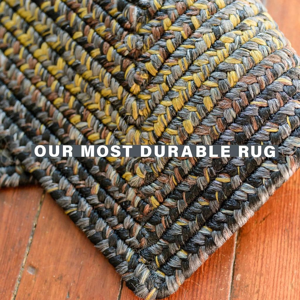 Black Forest Oval Braided Rugs Ideal as Outdoor Area Rug | Black Rug for Room and Country Rugs, Soft