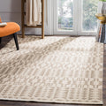 Area Rug - Kilim Collection - Large - Ivory & Grey, Handmade Flat Weave Wool, Ideal, Dining Space (KLM352A)