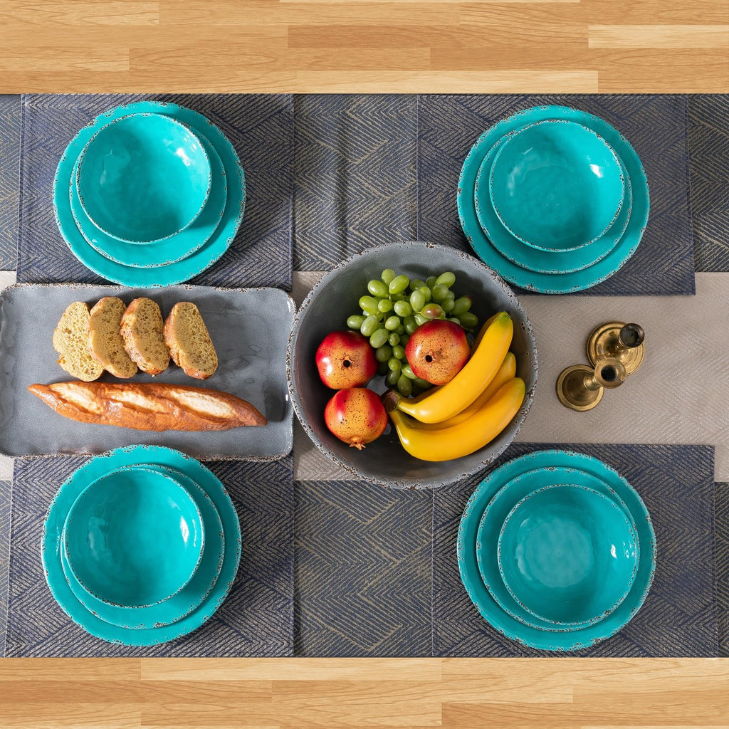 12 Piece Farmhouse Vintage Melamine Plates and Bowls Set, set of 4