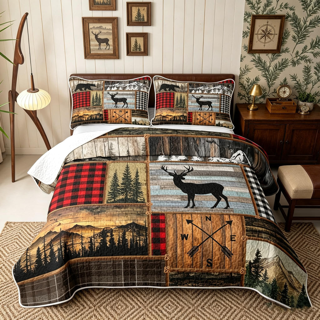 Vintage Rural Bear Deer Quilts
