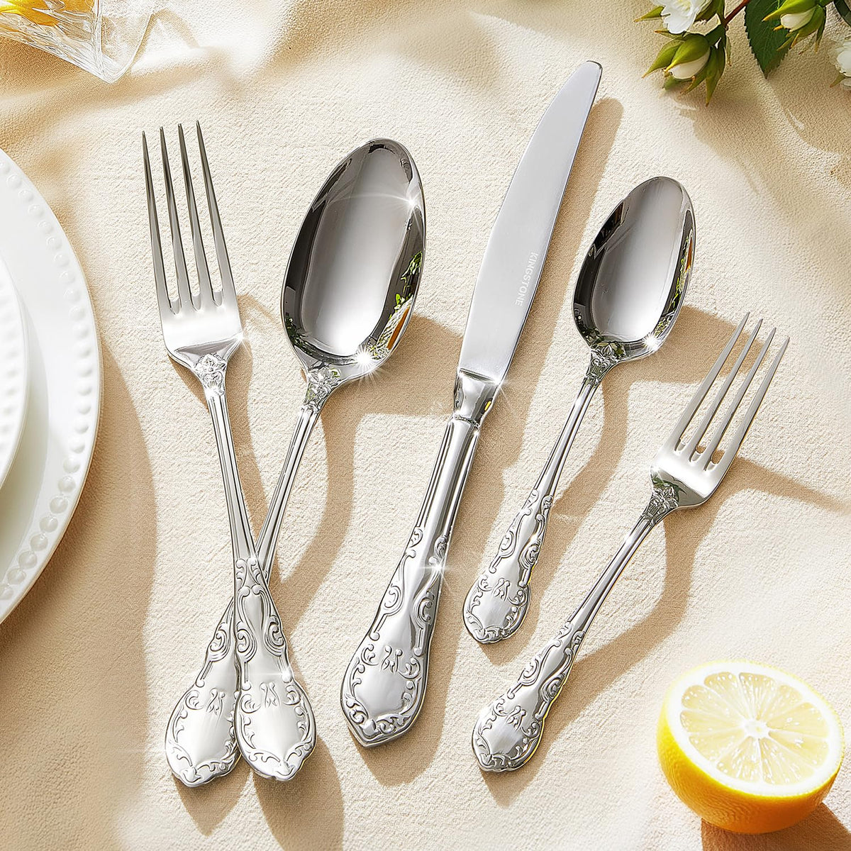 40-Piece Vintage Silverware Set, 18/10 Stainless Steel Flatware