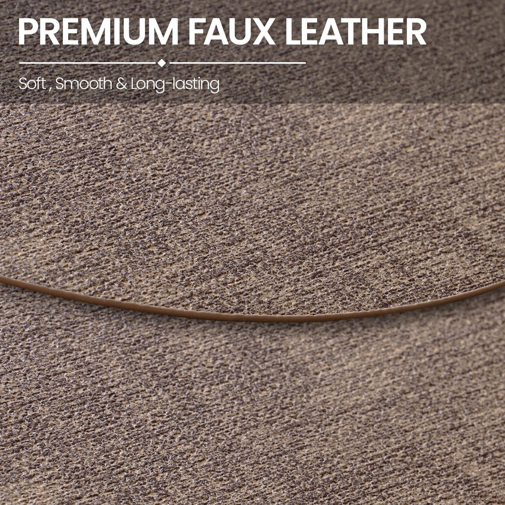 Oval Faux Leather Placemats Set of 6, Easy to Clean, Dark Brown