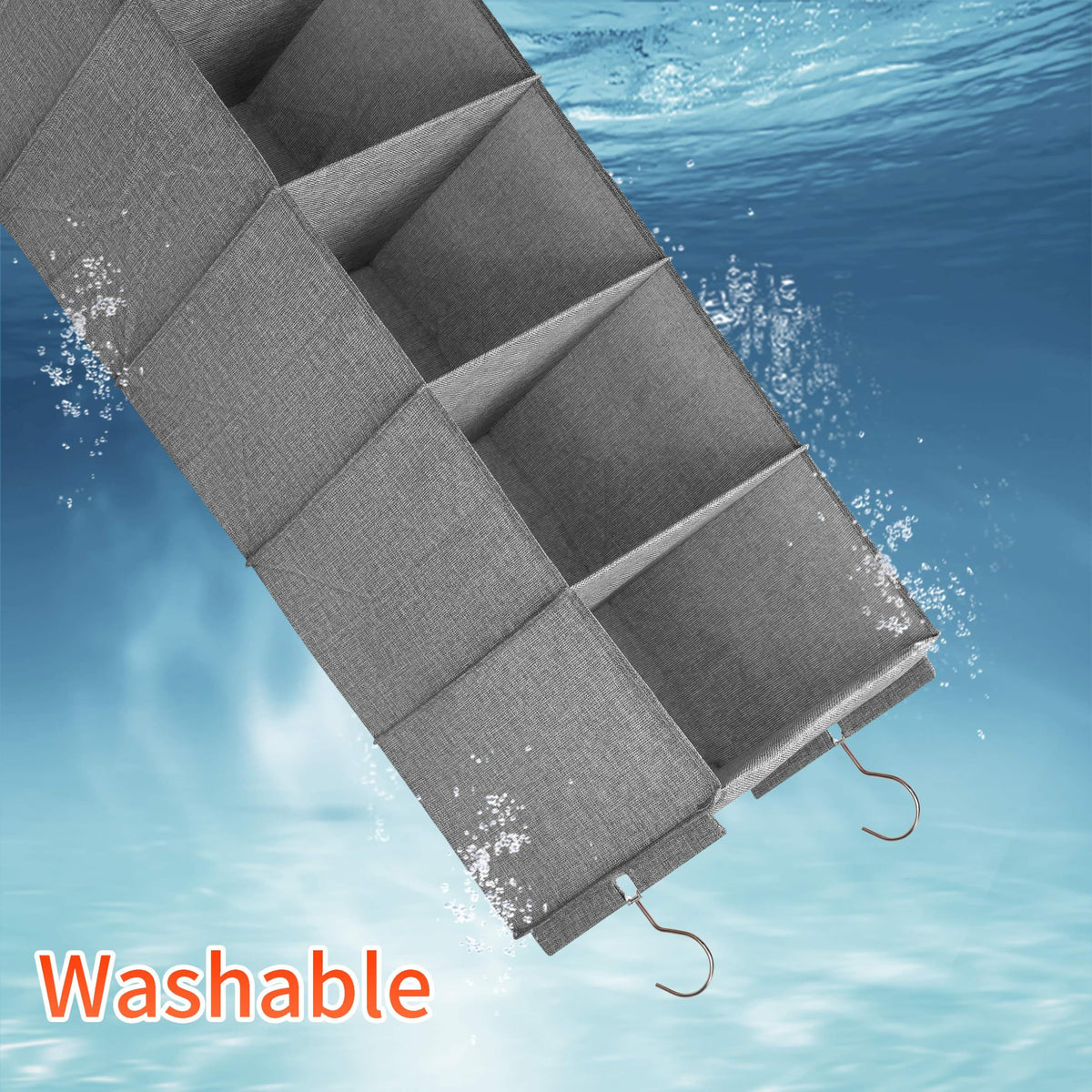 Large Hanging Sweater Organizer for Closet,Collapsible 6-Shelf Hanging Closet Shelves with Drawers, Washable (Grey-6