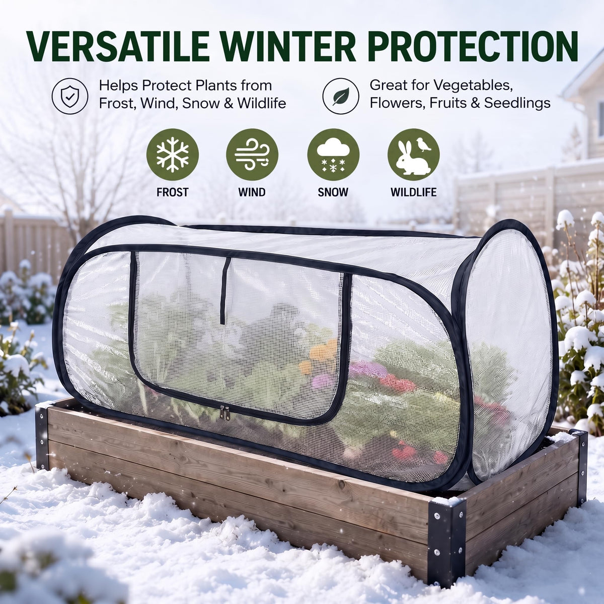 Plant Covers Freeze Protection-Pop Up Mini Greenhouse for Raised Garden Bed